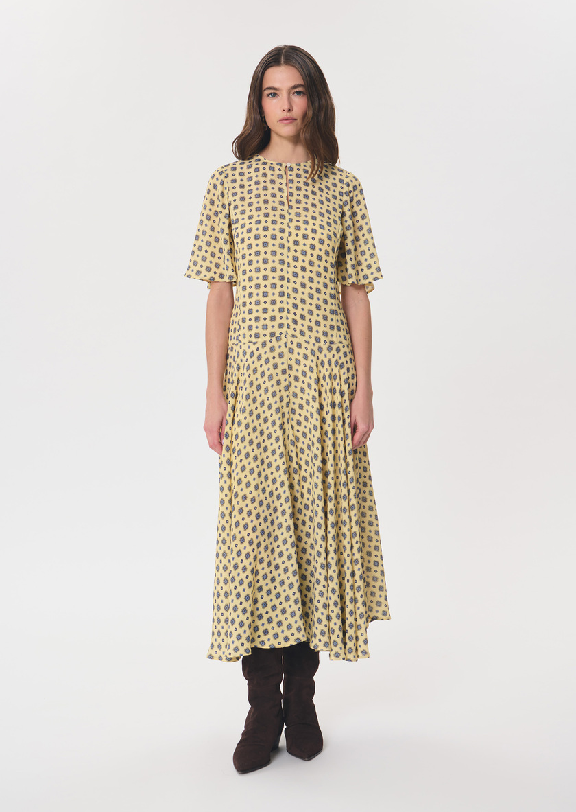 Robe Risha vanille fleuri col V Vanille TARA JARMON