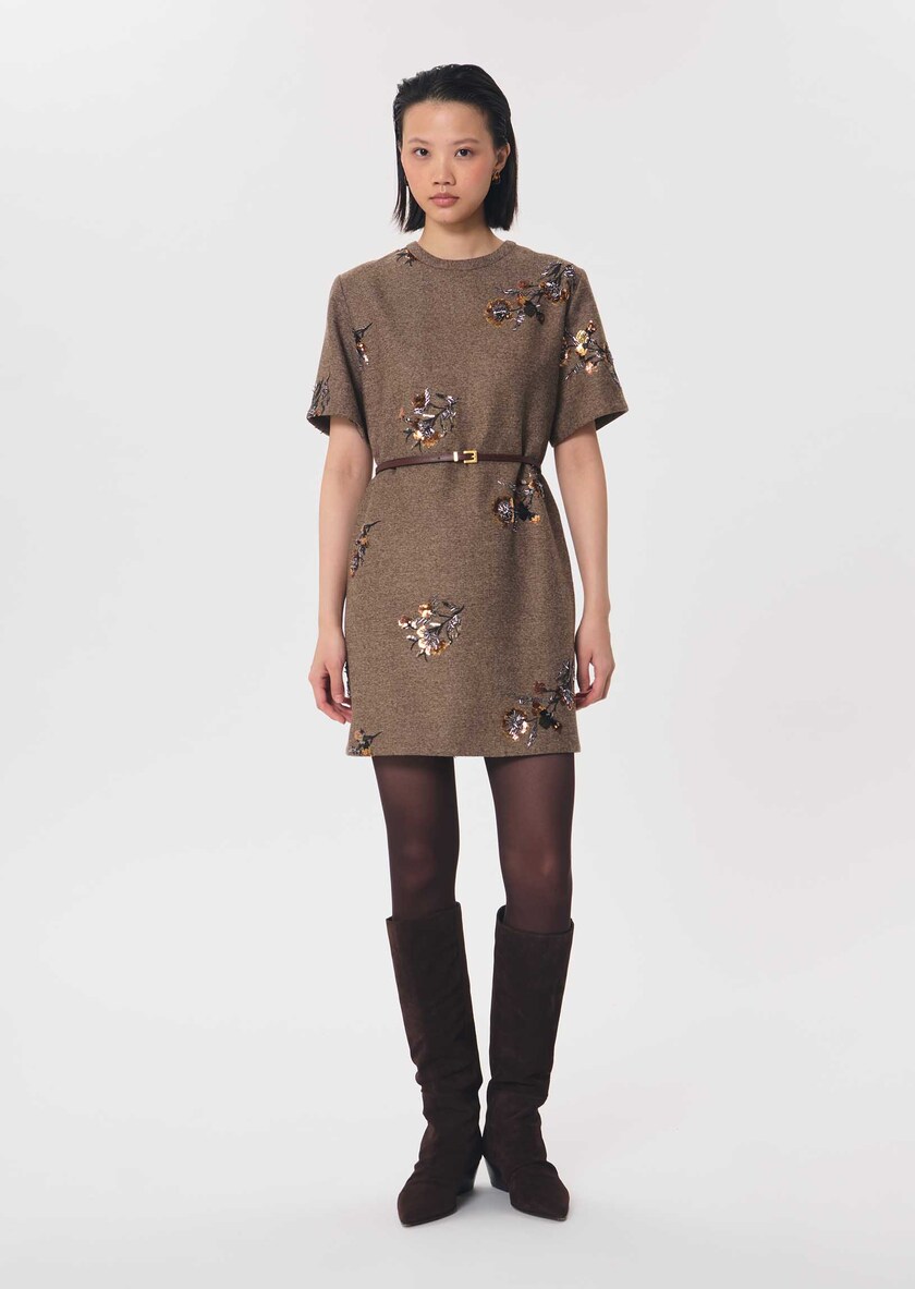 Robe Romia caramel à l'imprimé fleuri Caramel TARA JARMON