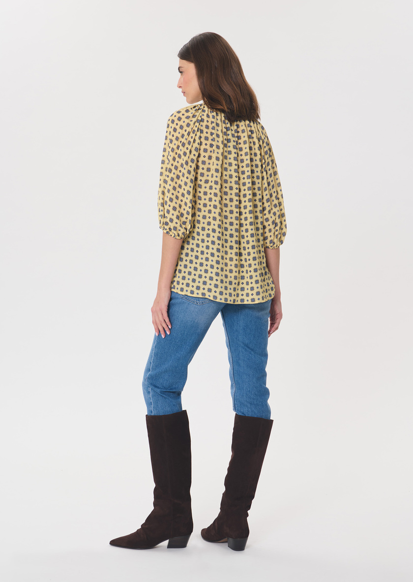 Top Tomaso vanille fleuri col lavallière Vanille TARA JARMON
