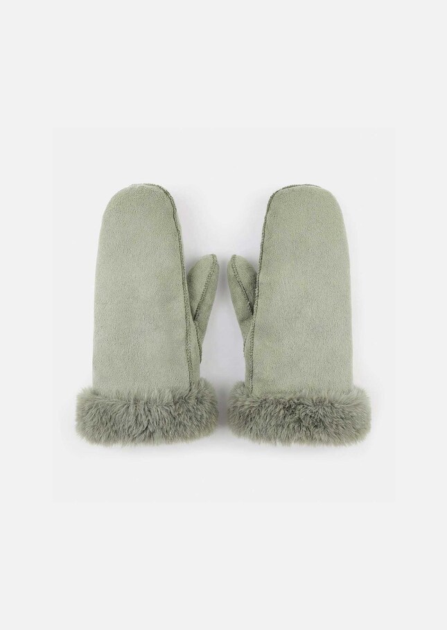 Gants Ambre céladon en moufles fourrées Céladon TARA JARMON