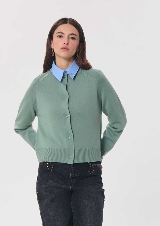 Gilet Giulia céladon col rond Céladon TARA JARMON