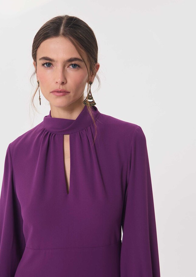 Robe Rubben mûre évasée à col V Mûre TARA JARMON