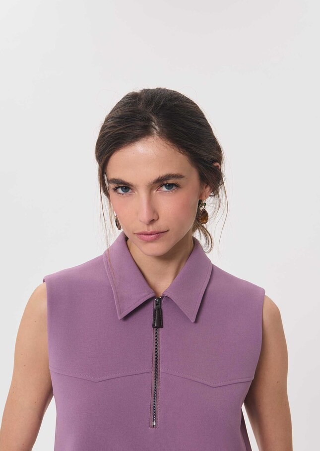 Robe Riffi pourpre à col chemise Pourpre TARA JARMON