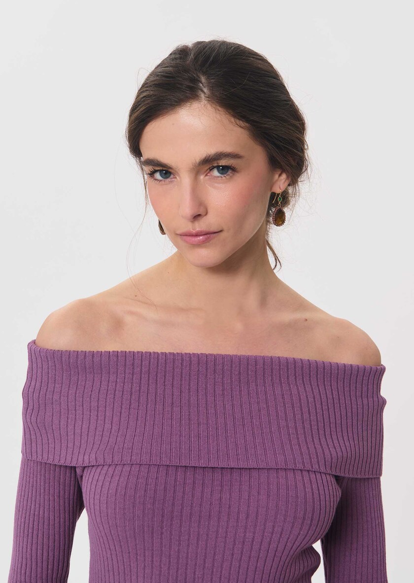 Pull Philippine pourpre col bateau Pourpre TARA JARMON