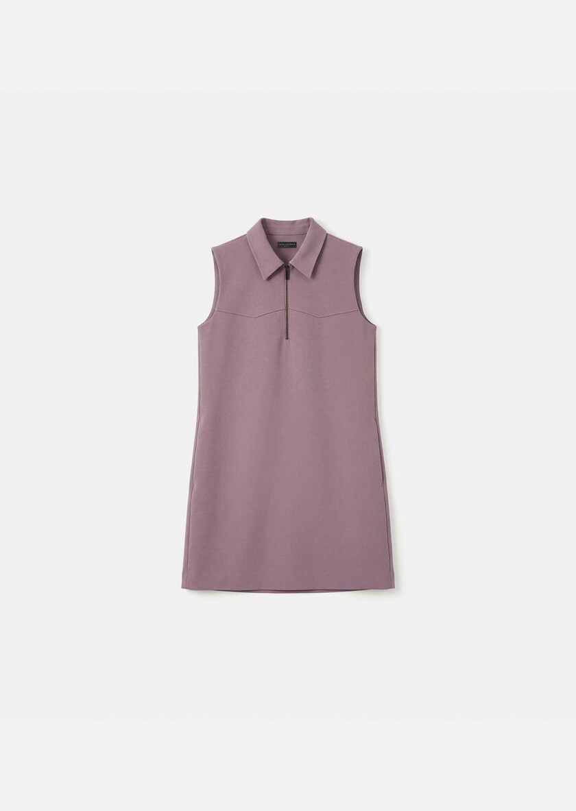 Robe Riffi pourpre à col chemise Pourpre TARA JARMON